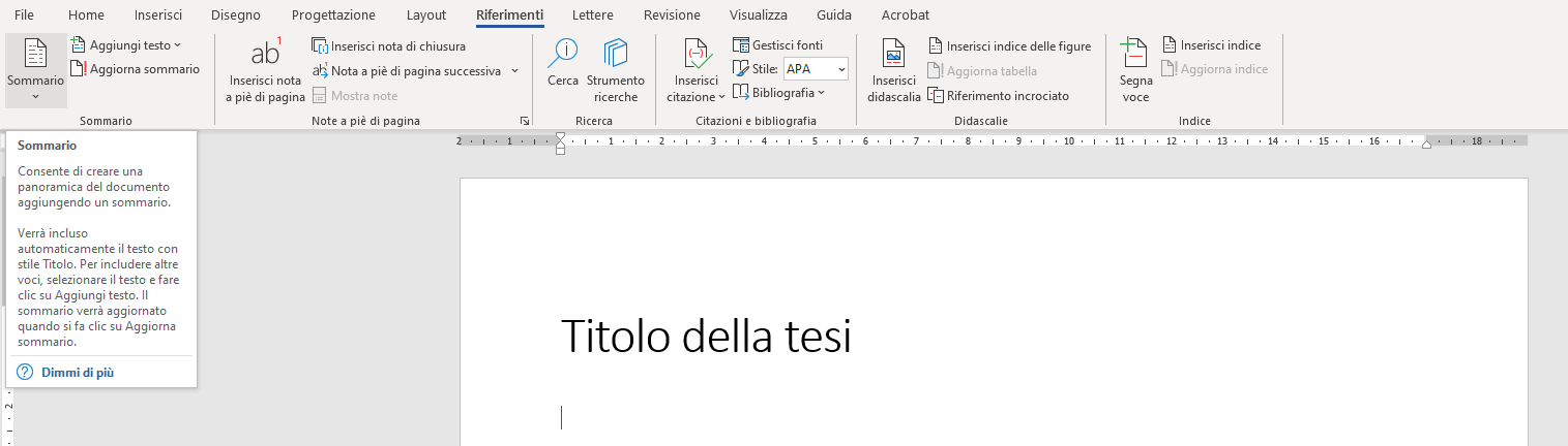 Come scrivere lindice in automatico con Word per la tesi di laurea