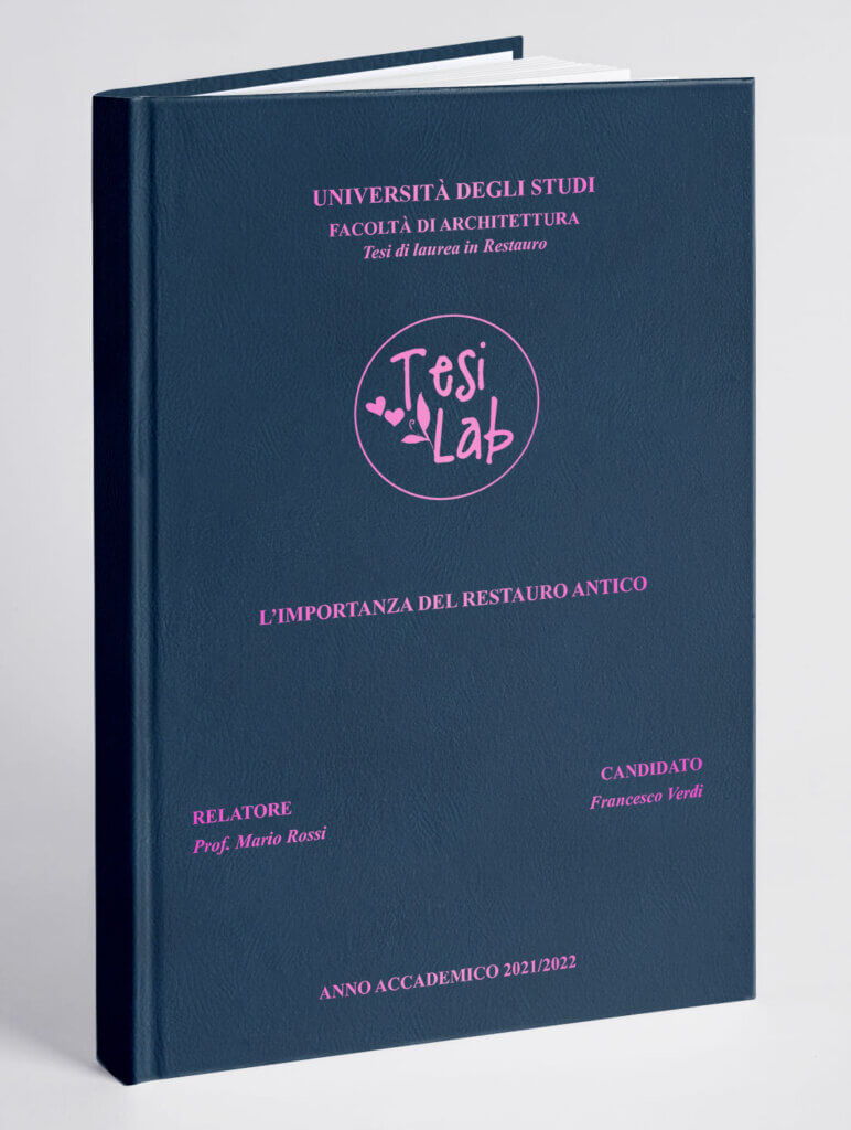 Copertina tesi effetto pelle blu scuro