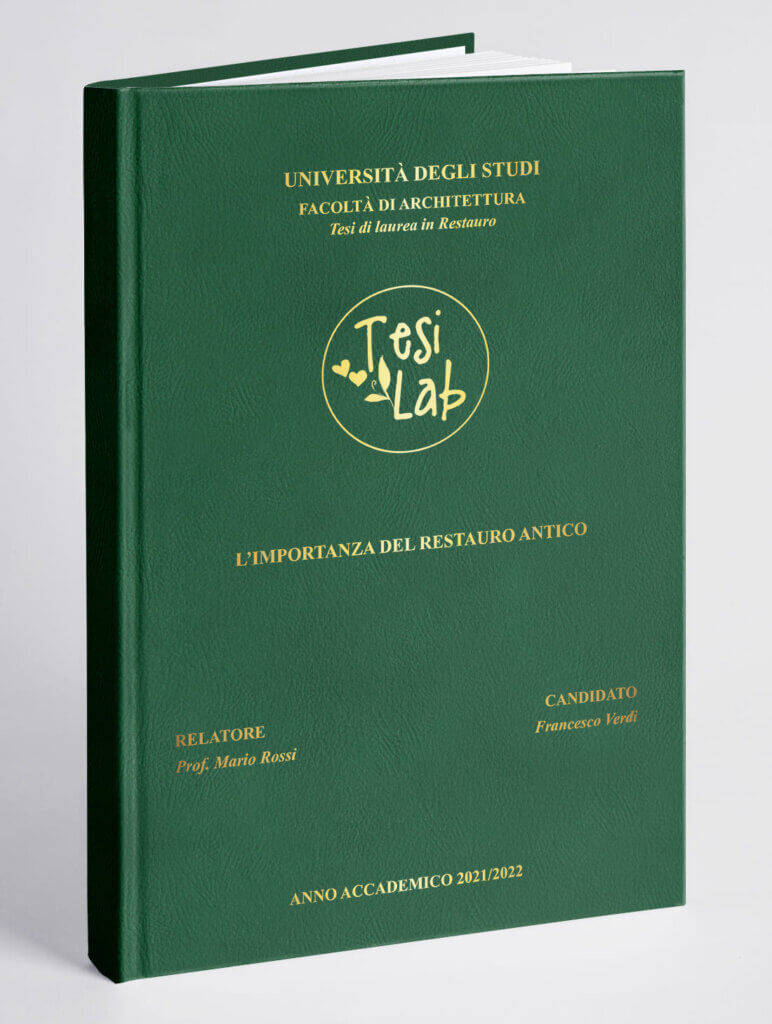 Copertina tesi effetto pelle verde