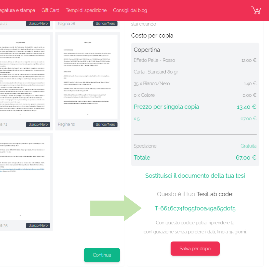tesilab code come salvare dove si trova